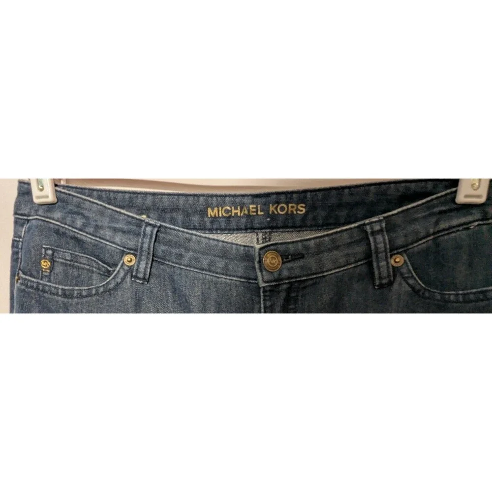 Michael Kors Women's Blue Denim Dark Wash Coin Pocket Straight Leg Jeans Sz 10P